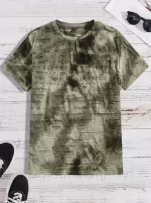 Manfinity Men Tie Dye Ripped Tee - Army Green - View 1