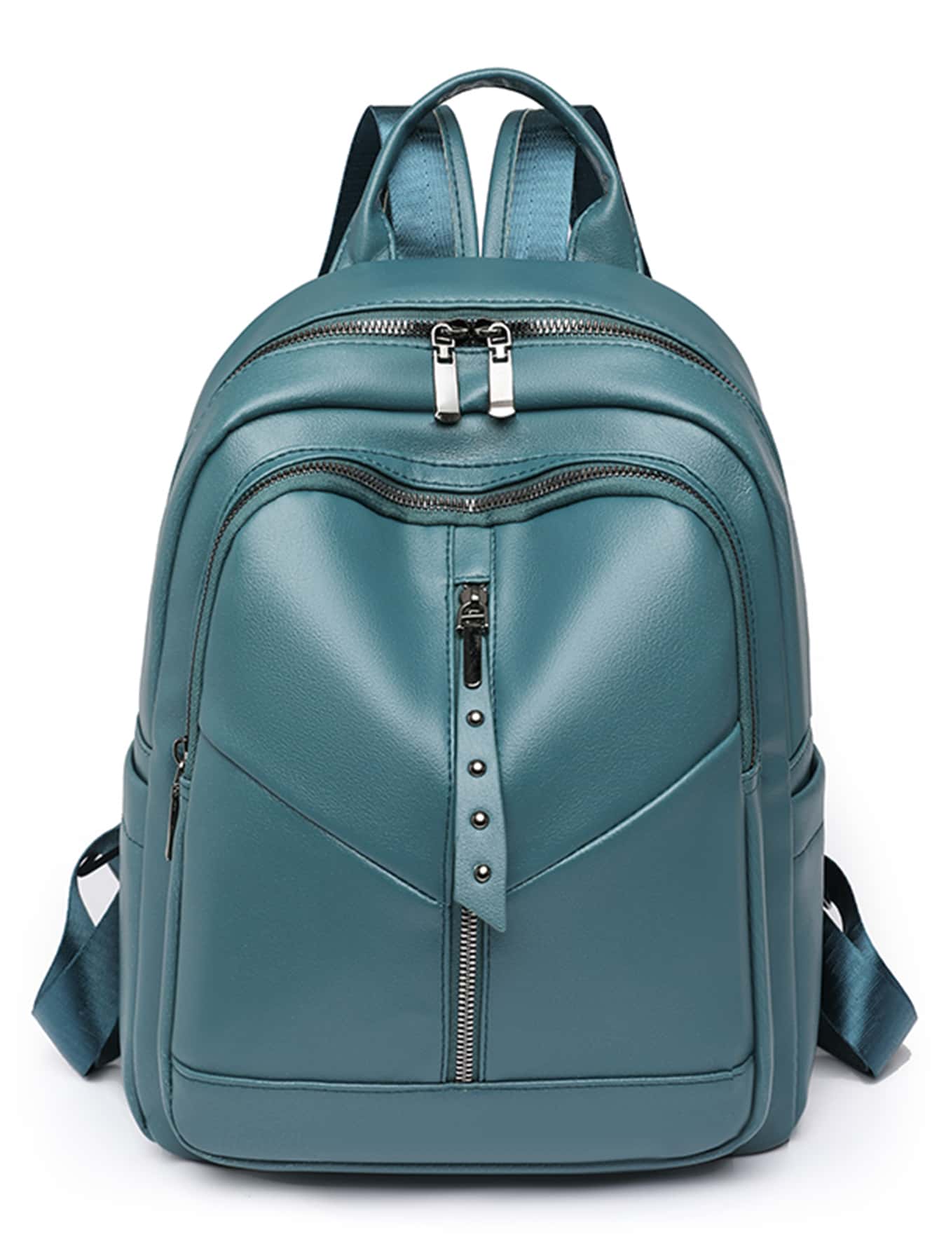 Waterproof,Lightweight Studded Detail Classic Backpack - Teal Blue - View 8