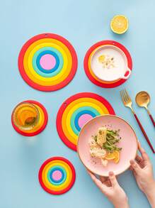 1入組PVC可愛彩虹設計防滑桌墊 - 紅色 - 查看 1