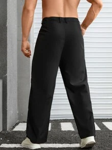 Manfinity Men Slant Pocket Plicated Detail Suit Trousers - Black - View 2