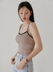 DAZY 撞色滾邊針織吊帶短上衣