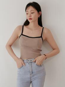 DAZY 撞色滾邊針織吊帶短上衣