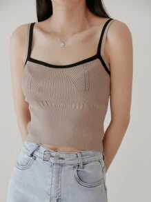 DAZY 撞色滾邊針織吊帶短上衣