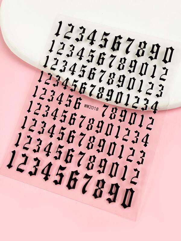 2sheets Number Pattern Nail Art Sticker SHEIN UK