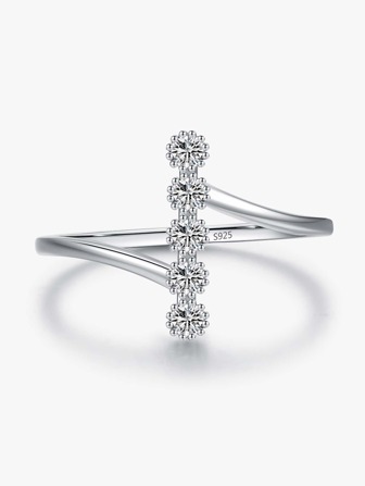 Cubic Zirconia Decor Silver Wedding Band For Women Bridal Wedding Fine Jewelry Engagement