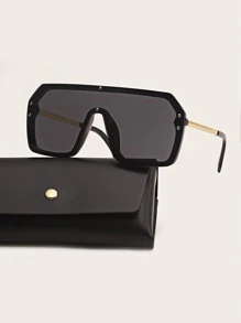男士平頂形太陽眼鏡 - 黑色 - 查看 2