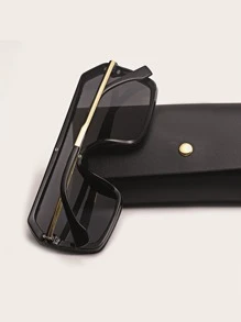 男士平頂形太陽眼鏡 - 黑色 - 查看 3