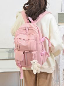 極簡功能背包附包飾 - 粉色 - 查看 1