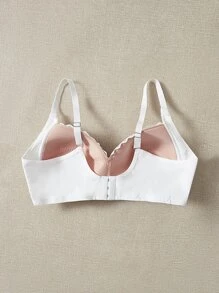 大碼蕾絲拼接無鋼圈文胸 - 白色 - 查看 2