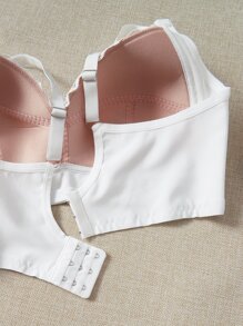 大碼蕾絲拼接無鋼圈文胸 - 白色 - 查看 3
