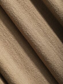 DAZY 高腰拼接細節闊腿褲 - 卡其色 - 查看 3