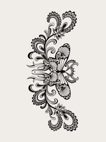 紋身貼紙,1張蝴蝶樣式一次性紋身適合女士,紋身貼紙成年人,逼真紋身貼蝴蝶,適合女士和女孩 - 黑色 - 查看 5