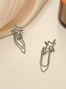 Bông tai hình ngôi sao & chuỗi trang trí - Bạc - Xem 5