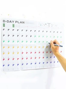 1pc Letter Graphic Wall Calendar - Multicolor - View 1