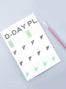 1pc Letter Graphic Wall Calendar - Multicolor - View 3