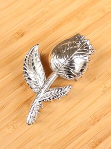 花朵設計髮爪 - 銀色 - 查看 1