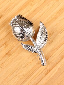 花朵設計髮爪 - 銀色 - 查看 2