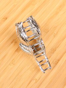 花朵設計髮爪 - 銀色 - 查看 3