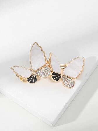 2 piezas Pasador de pelo con diamante de imitación & con diseño de mariposa