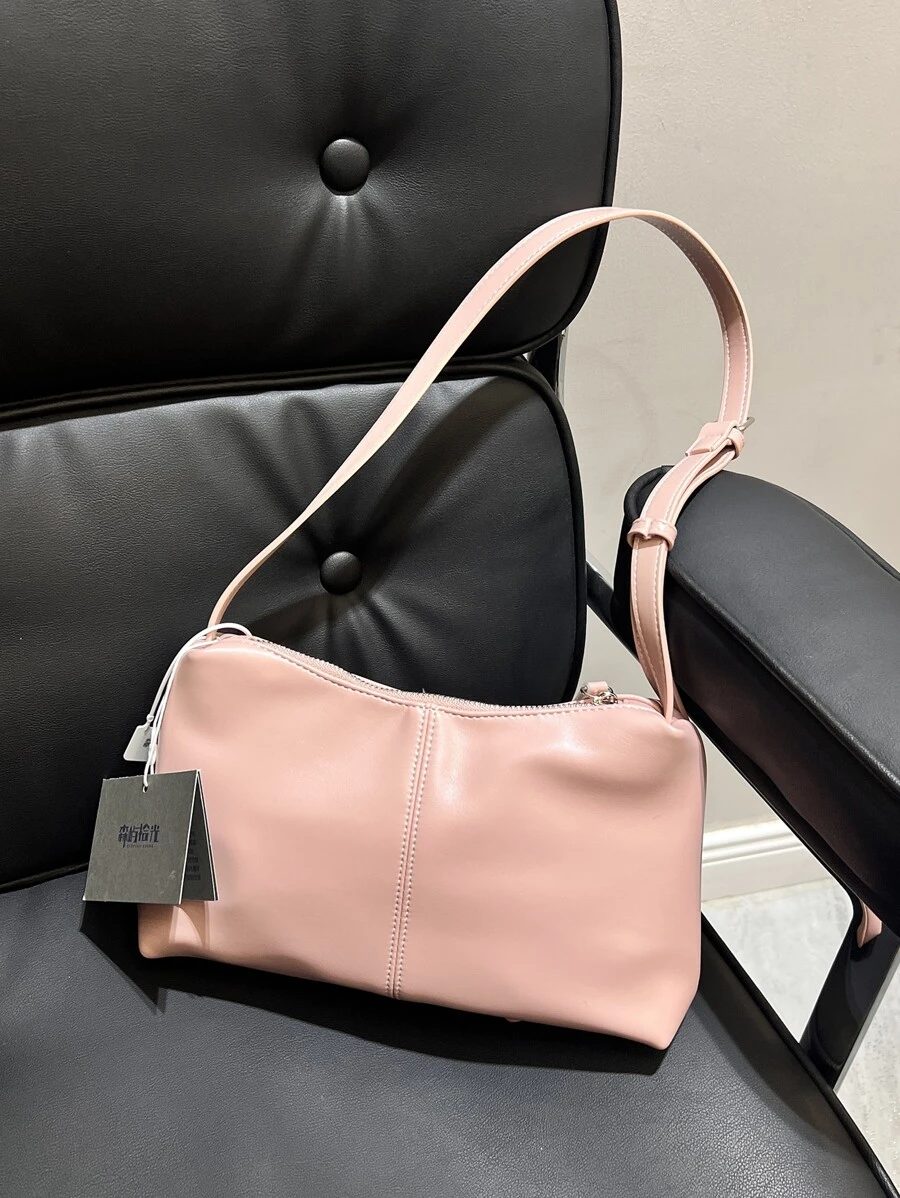 Stitch Detail Hobo Bag - Pink - View 1