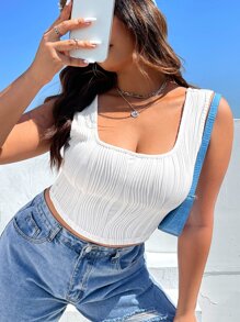 SHEIN EZwear Plus Solid Crop Tank Top