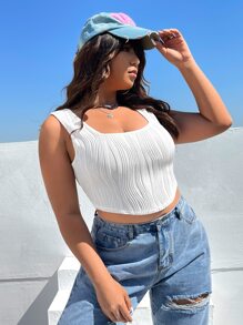 SHEIN EZwear Plus Solid Crop Tank Top