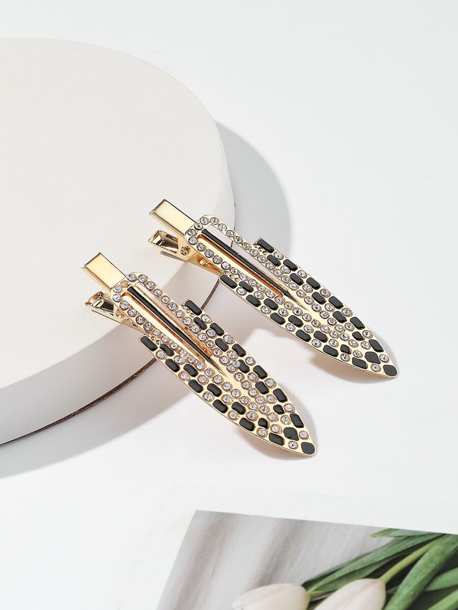 2pcs Rhinestone Decor Alligator Hair Clip - Multicolor - View 1