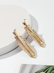 2pcs Rhinestone Decor Alligator Hair Clip - Multicolor - View 2