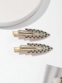 2pcs Rhinestone Decor Alligator Hair Clip - Multicolor - View 3