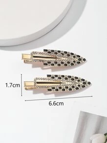 2pcs Rhinestone Decor Alligator Hair Clip - Multicolor - View 4