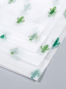 3入組/套抽繩旅行收納卡通可愛仙人掌圖案防水旅行包裝袋