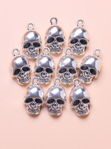10入組時尚復古合金骷髏吊墜項鍊裝飾品吊墜DIY首飾配件 - 銀色 - 查看 1