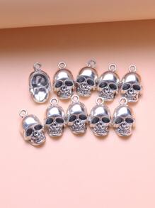 10入組時尚復古合金骷髏吊墜項鍊裝飾品吊墜DIY首飾配件 - 銀色 - 查看 2