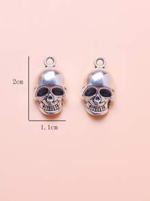 10入組時尚復古合金骷髏吊墜項鍊裝飾品吊墜DIY首飾配件 - 銀色 - 查看 3