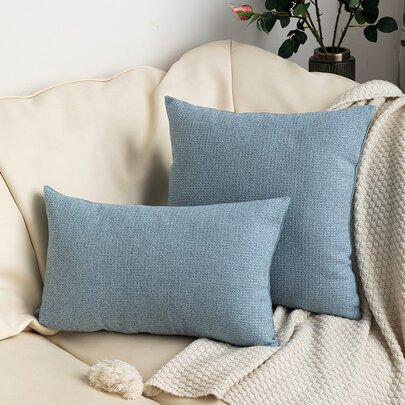 1 件纯色纹理沙发垫套或腰枕套，不含枕芯