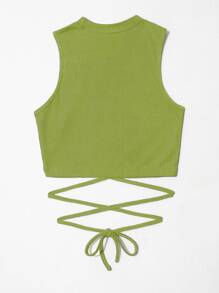 Chiquease Áo ba lỗ đính ren - Màu xanh Ô liu - Xem 2