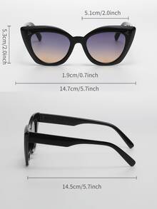 貓眼鏡框太陽鏡 - 黑色 - 查看 4