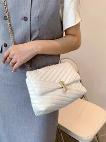 Túi vai Thùa khuyết Chuỗi Đôi tay cầm Thanh lịch - trắng - Xem 5