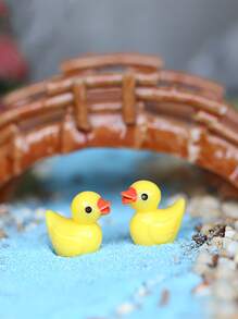 10入組/套迷你ABS花園卡通鴨形裝飾物適用於戶外園藝草坪裝飾