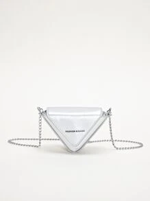 Girls Metallic Letter Graphic Novelty Bag - Silver - View 1