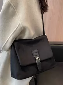 Minimalist Flap Square Bag - 黑色 - 查看 5