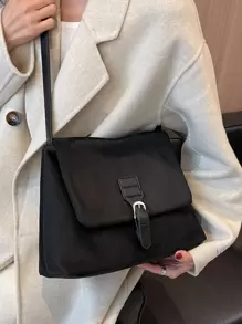 Minimalist Flap Square Bag - 黑色 - 查看 6