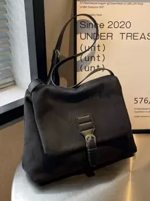 Minimalist Flap Square Bag - 黑色 - 查看 8