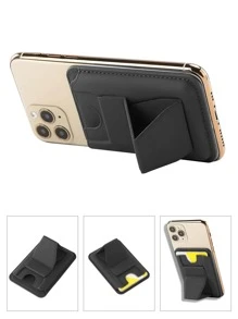 Plain Adhesive Phone Card Holder Bag - Black - View 5