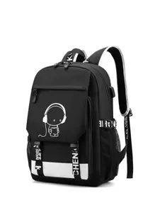Chicos Mochila funcional con estampado de dibujos animados con diseño de hebilla - Negro - Ver 2