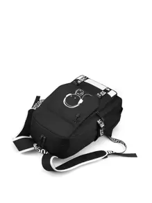 Chicos Mochila funcional con estampado de dibujos animados con diseño de hebilla - Negro - Ver 3