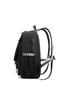 Chicos Mochila funcional con estampado de dibujos animados con diseño de hebilla - Negro - Ver 4