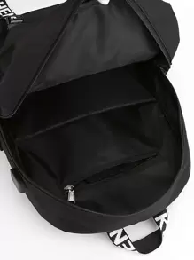 Chicos Mochila funcional con estampado de dibujos animados con diseño de hebilla - Negro - Ver 7