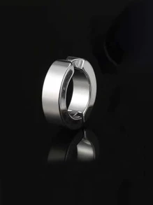 1入組男士極簡耳夾,不銹鋼首飾類,適用於首飾類禮品和派對 - 銀色 - 查看 1