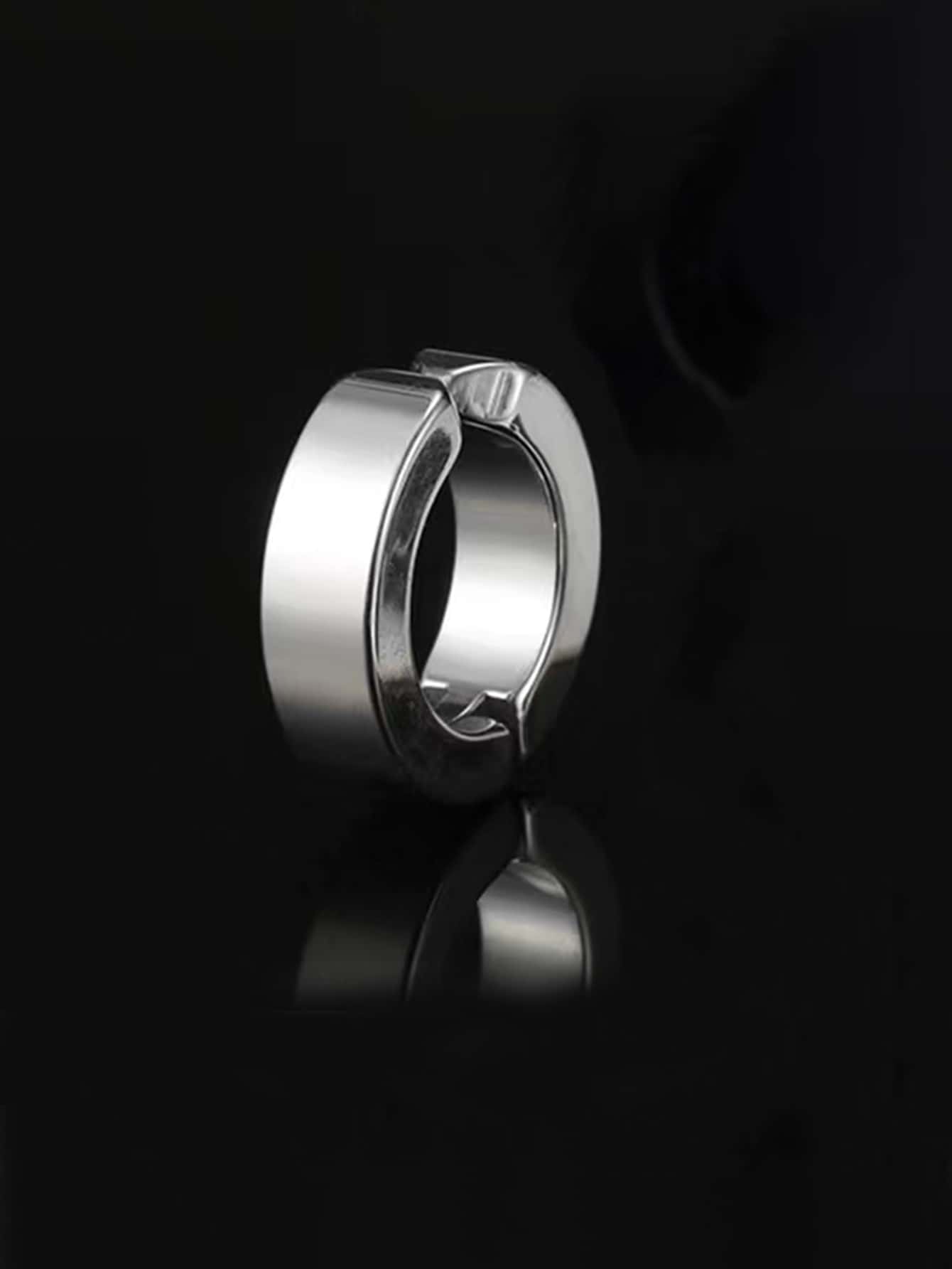 1入組男士極簡耳夾,不銹鋼首飾類,適用於首飾類禮品和派對 - 銀色 - 查看 1